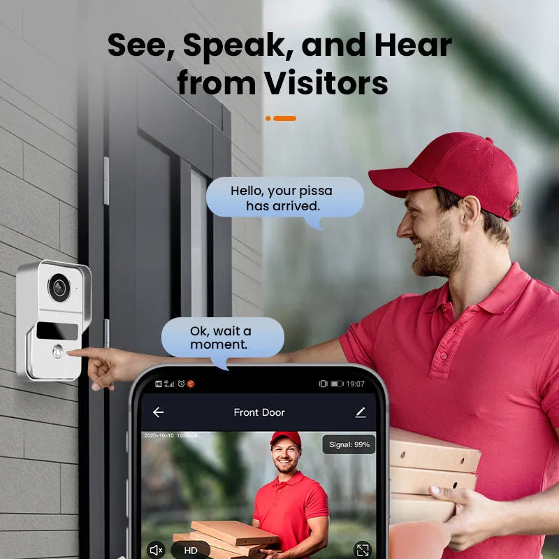 1080P video intercom doorbell system with 10-inch indoor display monitor and outdoor camera unit