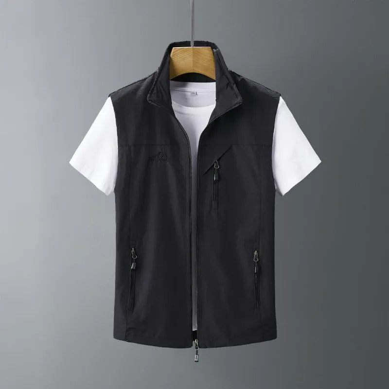 Men's slim fit rabbit fur waistcoat with an attached hood in army green colour.