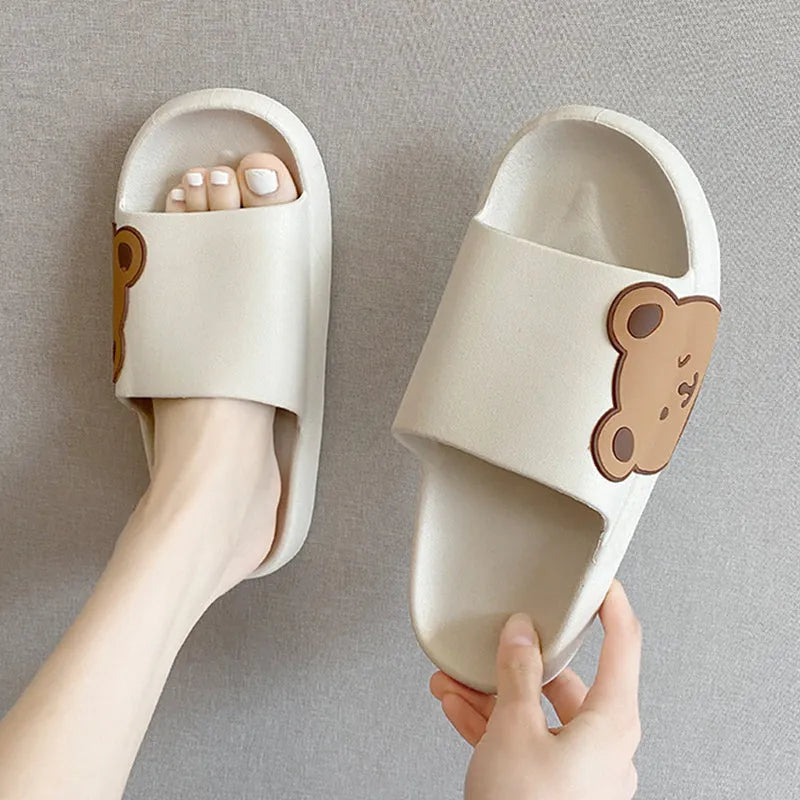 Cartoon bear PVC flip flop slippers in bear black colour unisex sizes 36-37 to 44-45