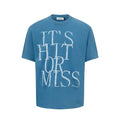 Men's blue American-style letter print loose fit cotton blend t-shirt