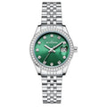 Women's silver fashion watch with quartz movement and 32mm dial on alloy strap