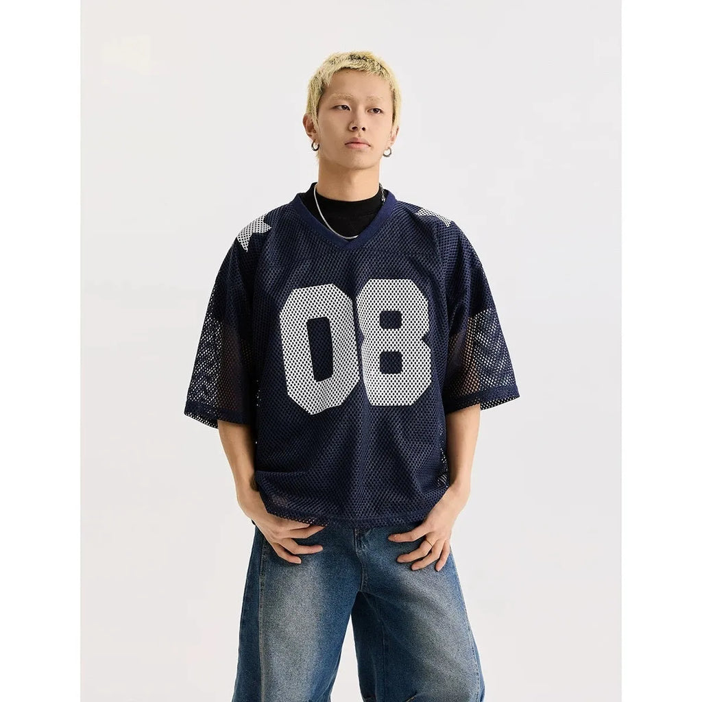 Black and navy blue loose fit short sleeve polyester shirt for men and women