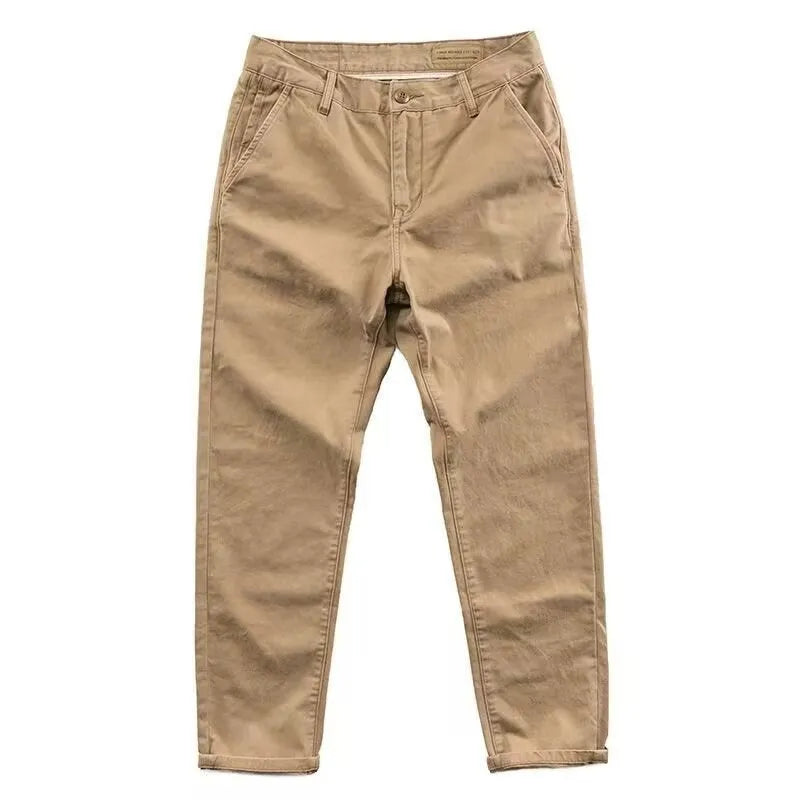 Men's slim straight-leg casual trousers in micro elastic fabric available in four colours