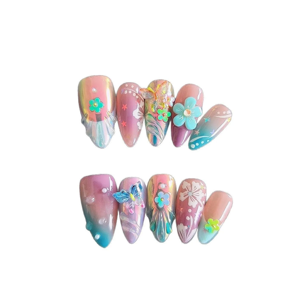 Handmade embossed 3D floral and butterfly sculpture nail stickers in four sizes