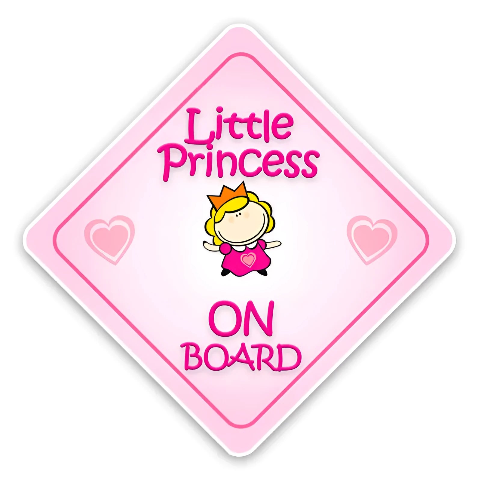 Baby on board reflective car bumper sticker on white background, showing example of baby-themed design.