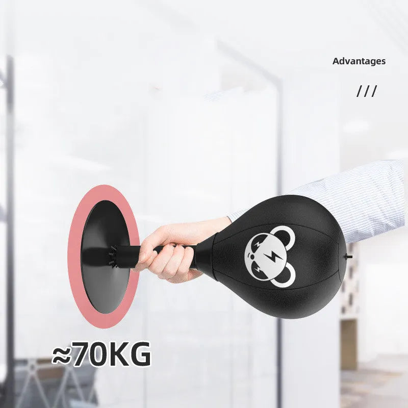 Tabletop boxing speed ball with inflatable sphere on suction cup base for desk training