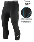 Men's black high elasticity compression fitness pants with drawstring closure side view