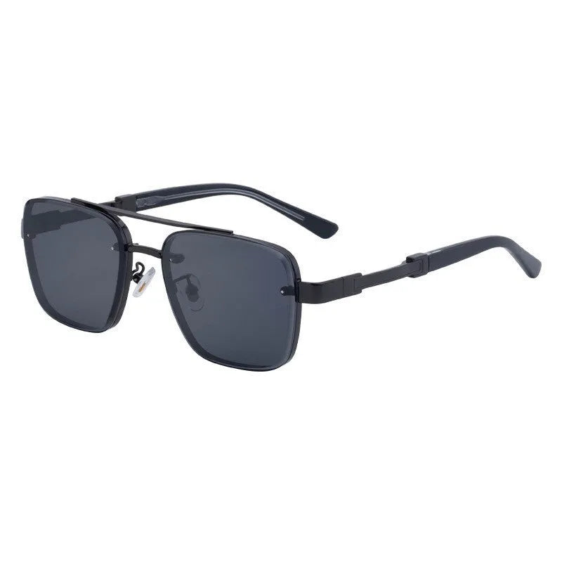 Men's vintage sunglasses with UV400 protection in gold double grey colour with PC frames