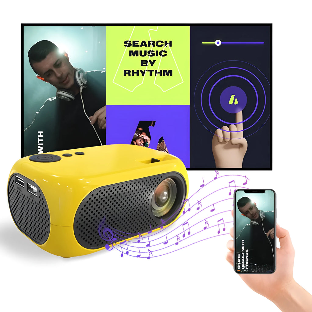 M24 micro mini portable projector in gold or white colour with compact ABS construction