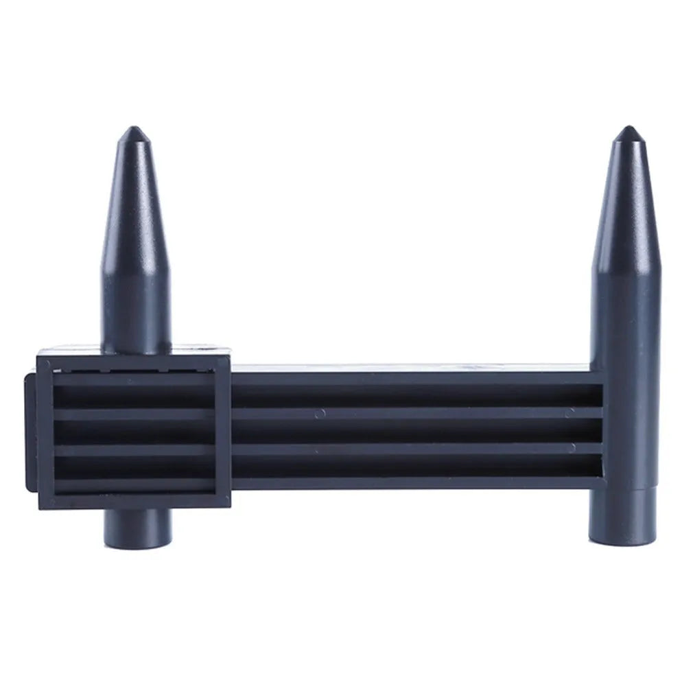 Plastic electronic digital caliper hole distance ruler on a white background.