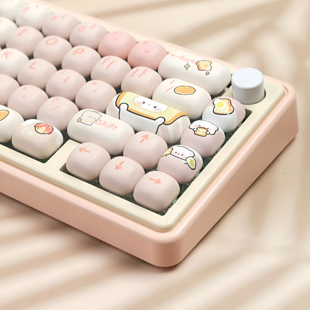 MOG profile PBT keycap full set with bread bear thermal sublimation design for mechanical keyboards