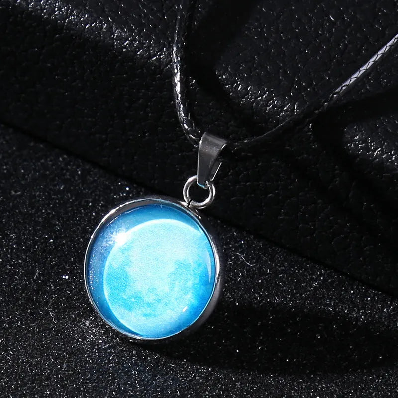 Luminous constellation design alloy pendant necklace on a chain with an extension.