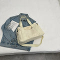 Large solid colour polyester canvas shoulder tote bag for women with outer pocket