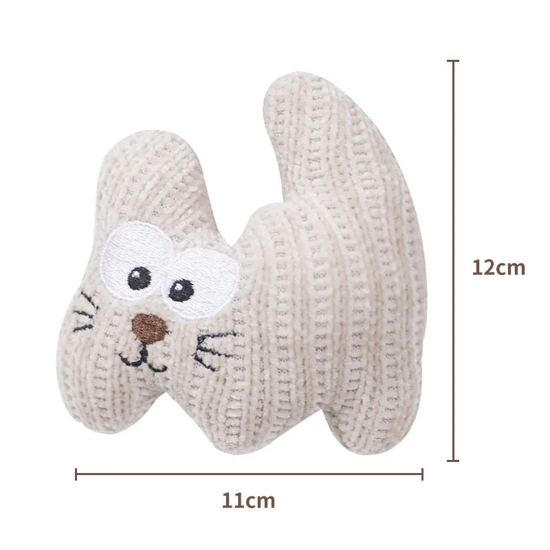 Plush rope catnip toy with bell for cats in cyan and light coffee colours