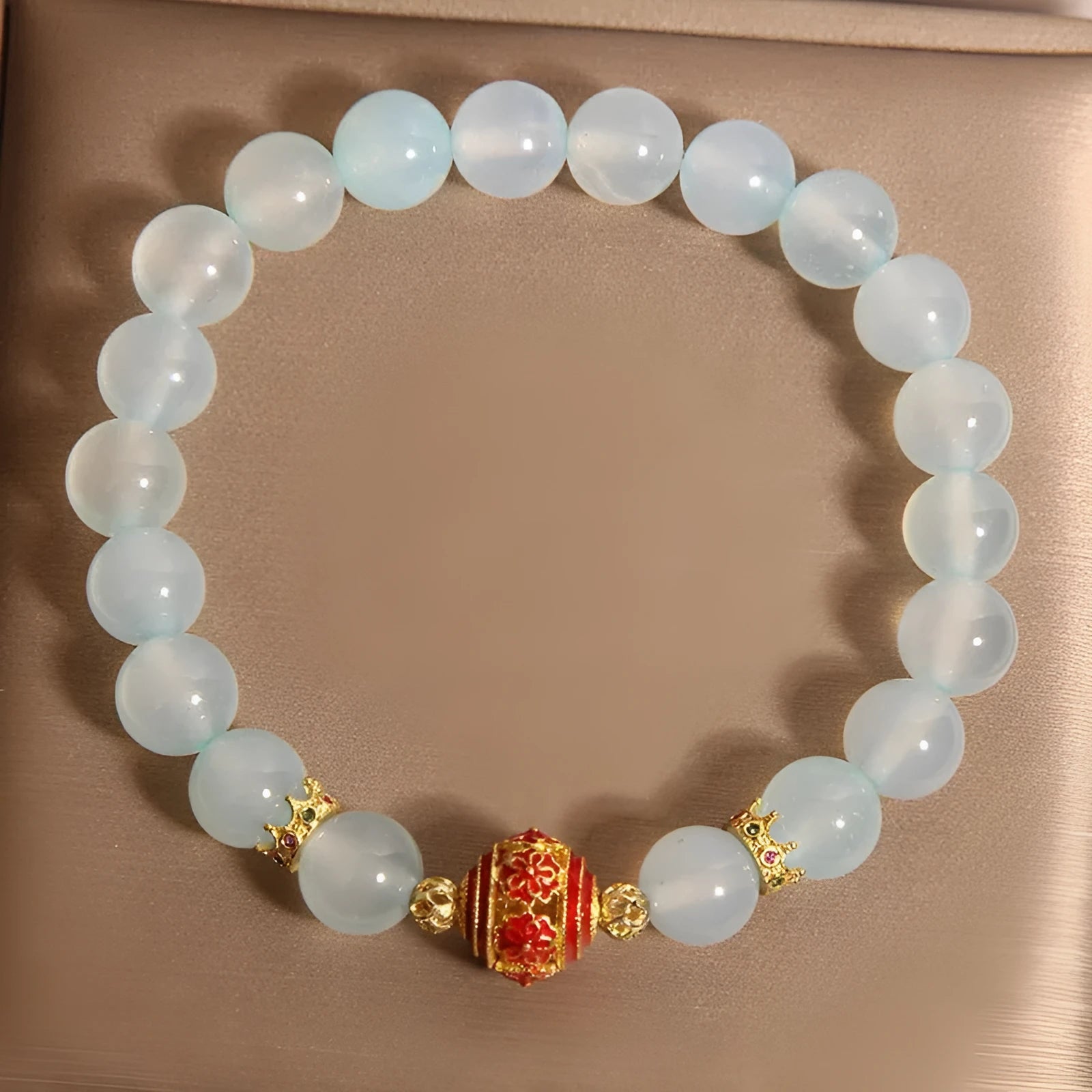 Blue agate crystal bracelet for women with flange colour balls in Japanese-Korean style