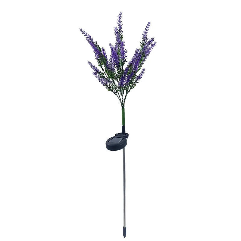 74cm tall solar-powered outdoor garden floor lamp with flower-shaped design in lavender colour