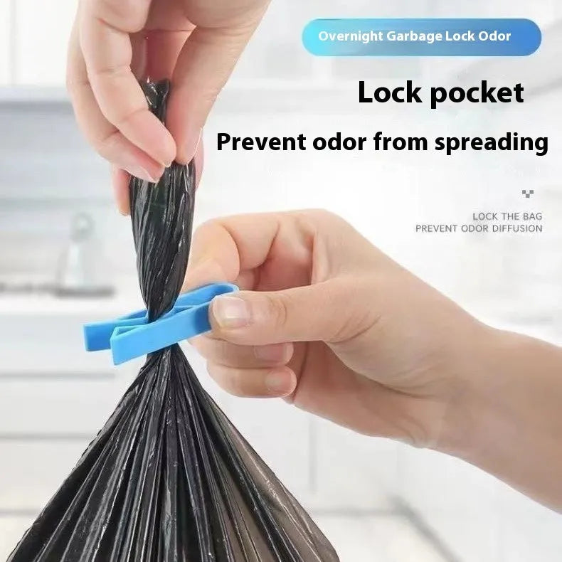 PP plastic non-slip clip for securing a rubbish bag to the side of a bin.