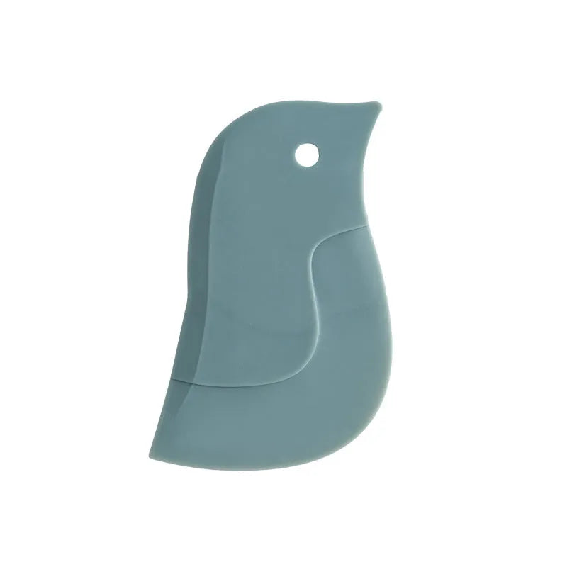 Penguin-shaped soft kitchen scraper for cleaning plates and removing food stains