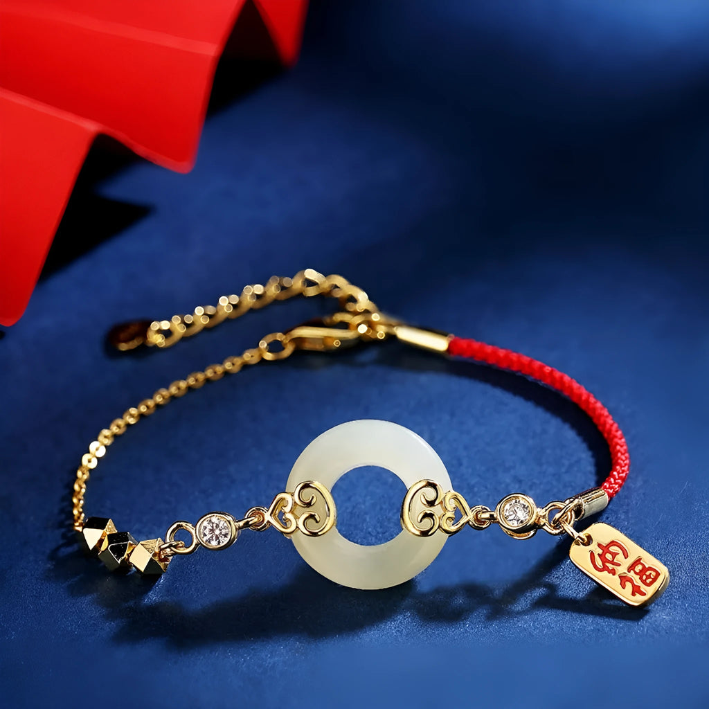 Hetian jade and 925 sterling silver jewellery set including bracelet, necklace, and earrings with Chinese Fu Lu Shou motifs.