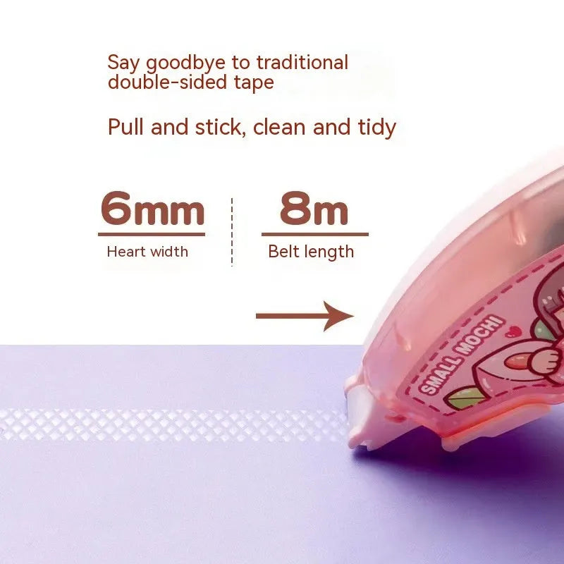 Hand account dotting glue in peach juice colour on card packaging, a high viscosity double-sided adhesive.