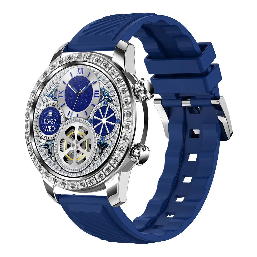 Z83 Max full diamond disc smart watch with TFT screen, touch button, Bluetooth calling, and wireless charger in black, blue, orange, or ivory white