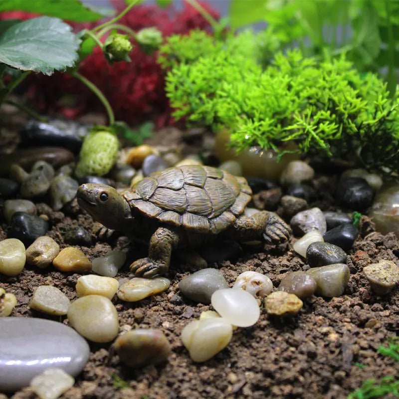 Handcrafted resin simulation turtle ornament for micro landscape and terrarium decoration.