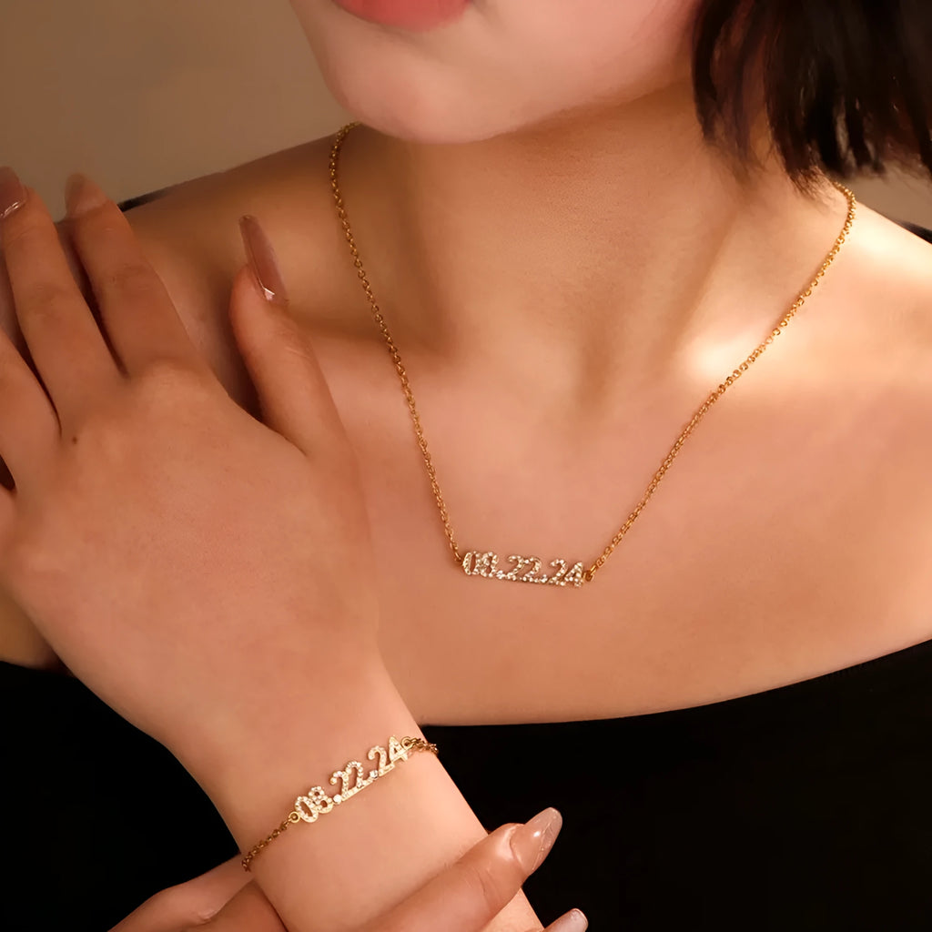 Stainless steel digital bracelet with diamond-set numbers on display, shown in rose gold finish.