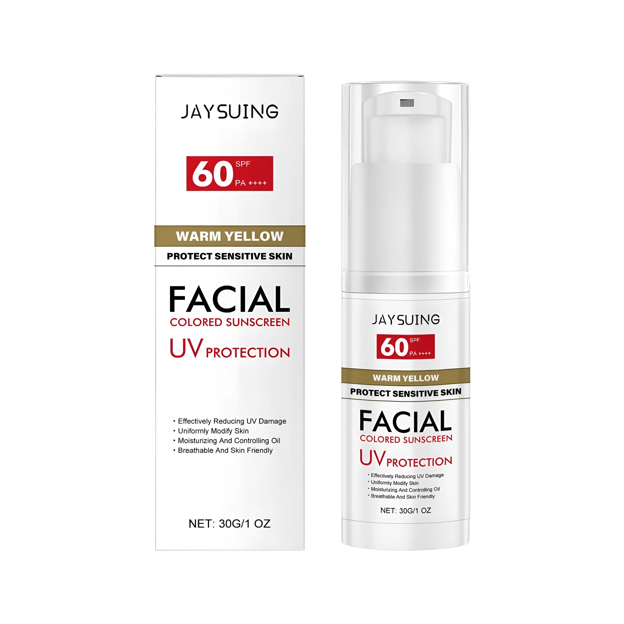 30g tube of lightweight facial sunscreen with titanium dioxide and hydrating ingredients