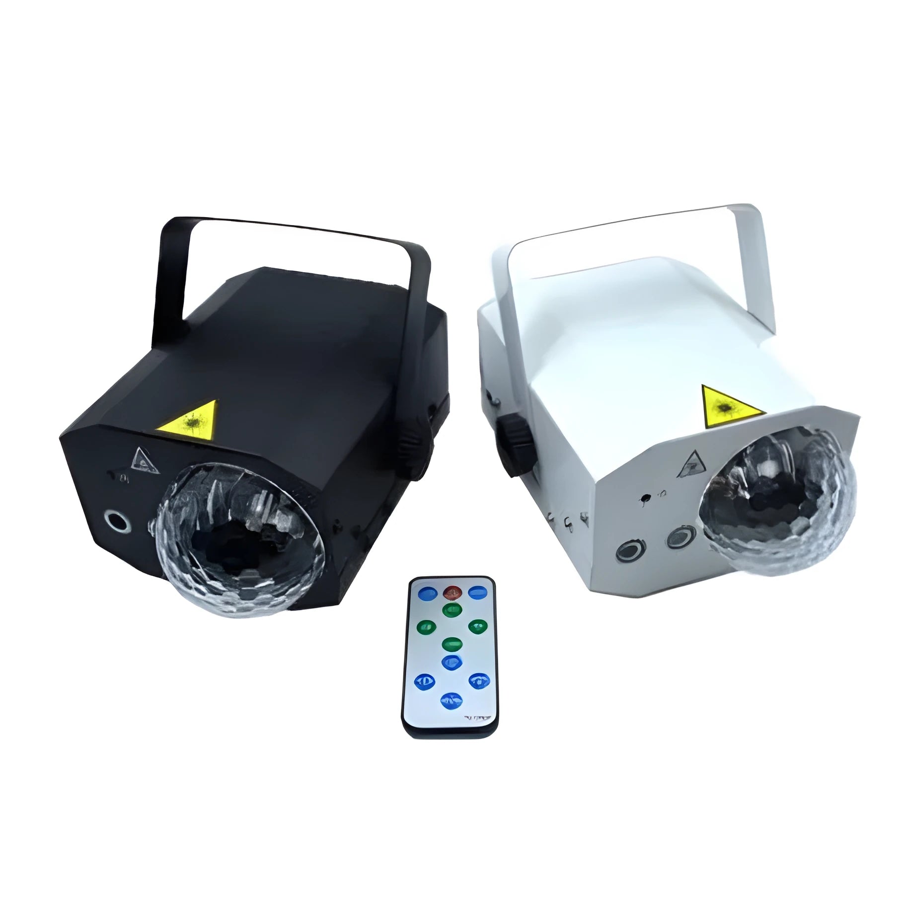LED laser magic fan stage lighting equipment with compact black housing measuring 190mm