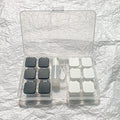 Rectangular contact lens case in various colour combinations including black white and pink white