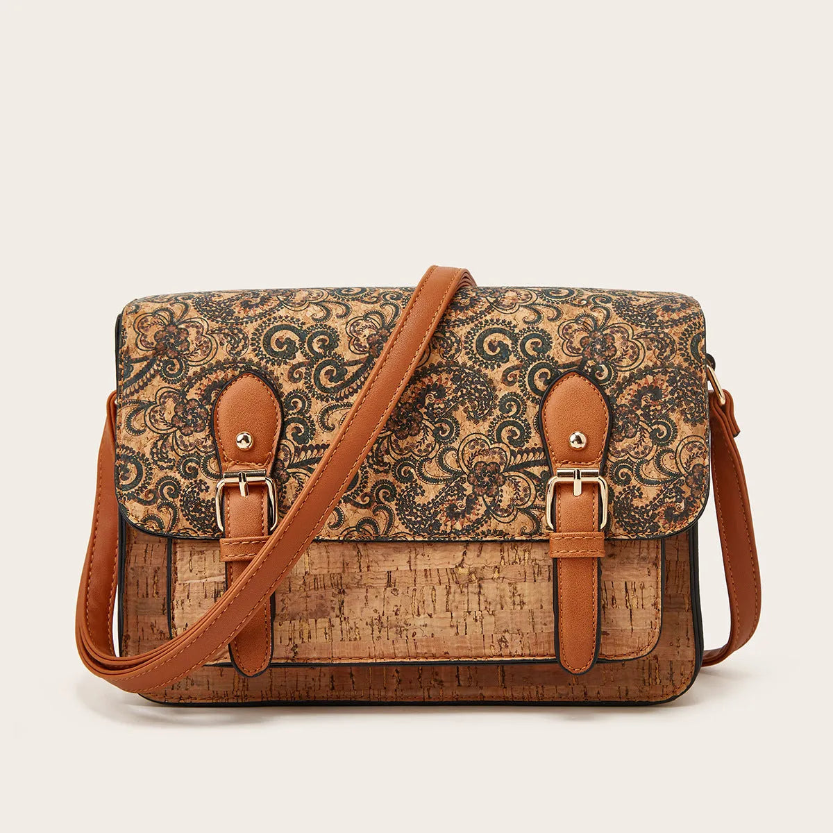 Women's printed PU crossbody bag with single shoulder strap in one of four colour options