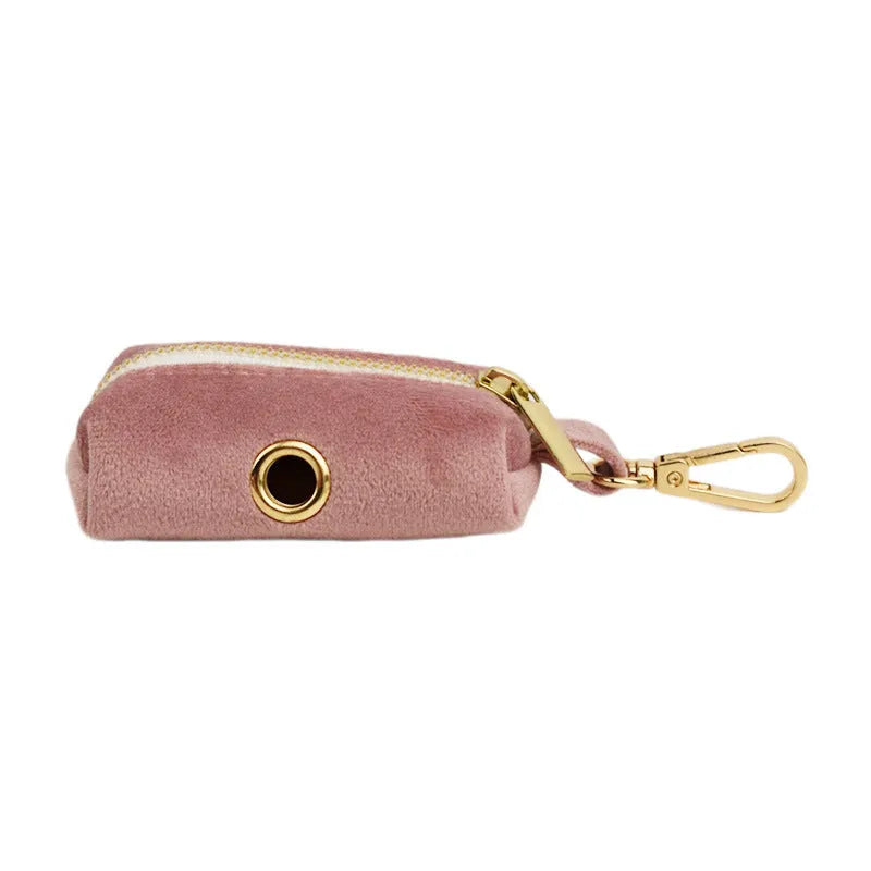 Light purple pink velvet dog collar with matching cloth accessories including leash and bow tie