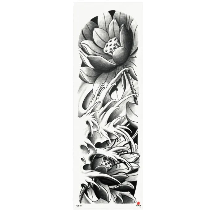 Full arm waterproof tattoo sticker 480x170mm with transfer process semi-manual production