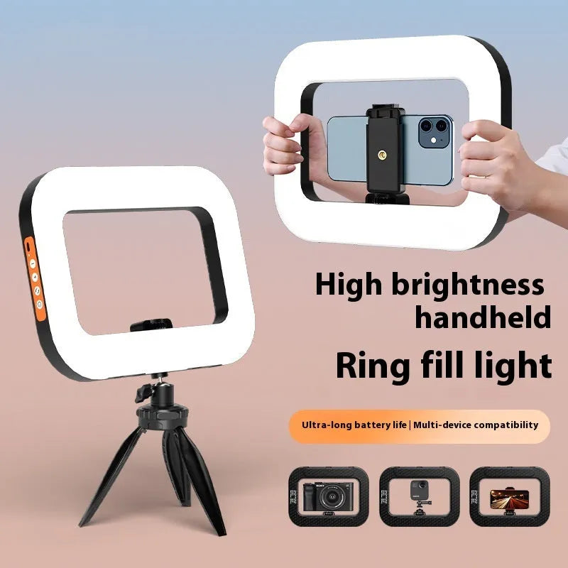 Rechargeable mobile phone fill light with adjustable colour temperature and dual mounting options