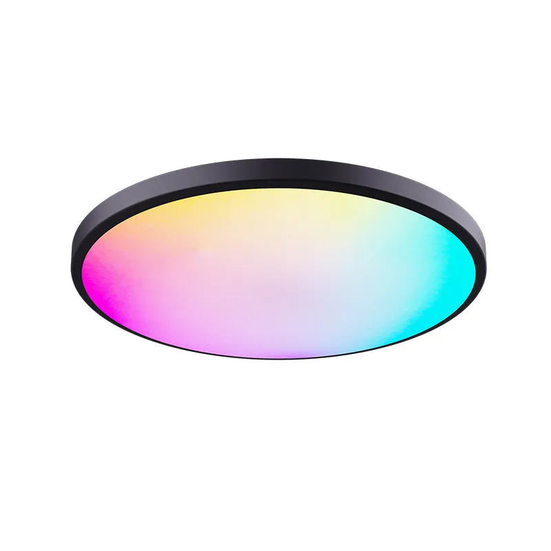 300mm diameter RGBCW smart ceiling lamp in black finish with remote control