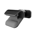 Black universal car phone holder with 360-degree rotation on car dashboard