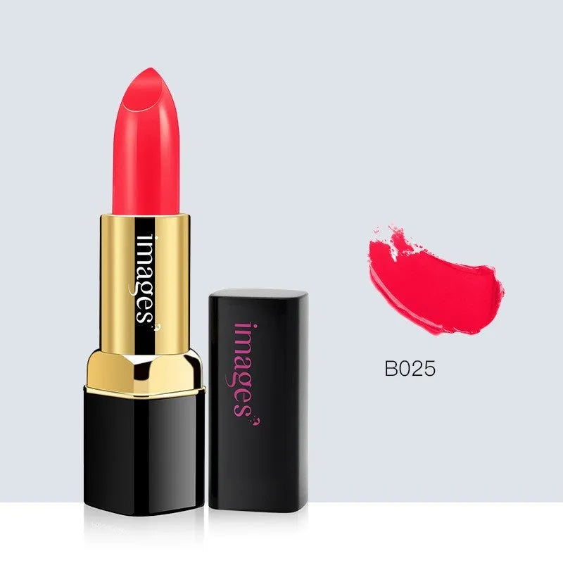 Moisturising lip gloss lipstick bullet in ten colours including red, pink, orange and purple.