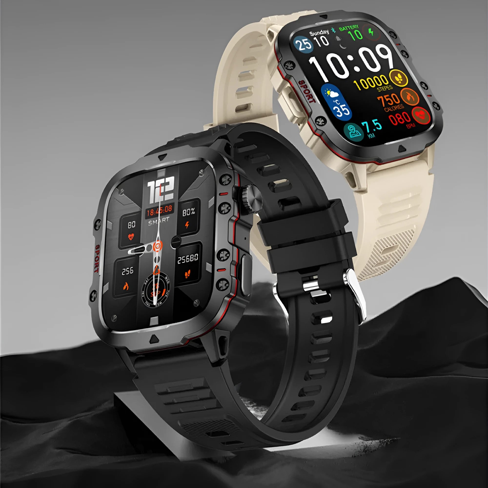 QX11 Smart Bluetooth Watch in black zinc alloy case with TFT touch screen displaying heart rate data