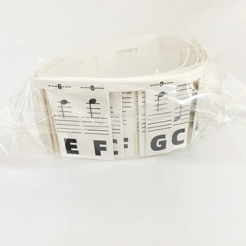 Piano keyboard stickers set showing colour note bars and black notes for 88 key keyboards