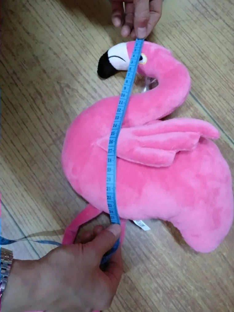 Pink flamingo plush toy with short plush fabric