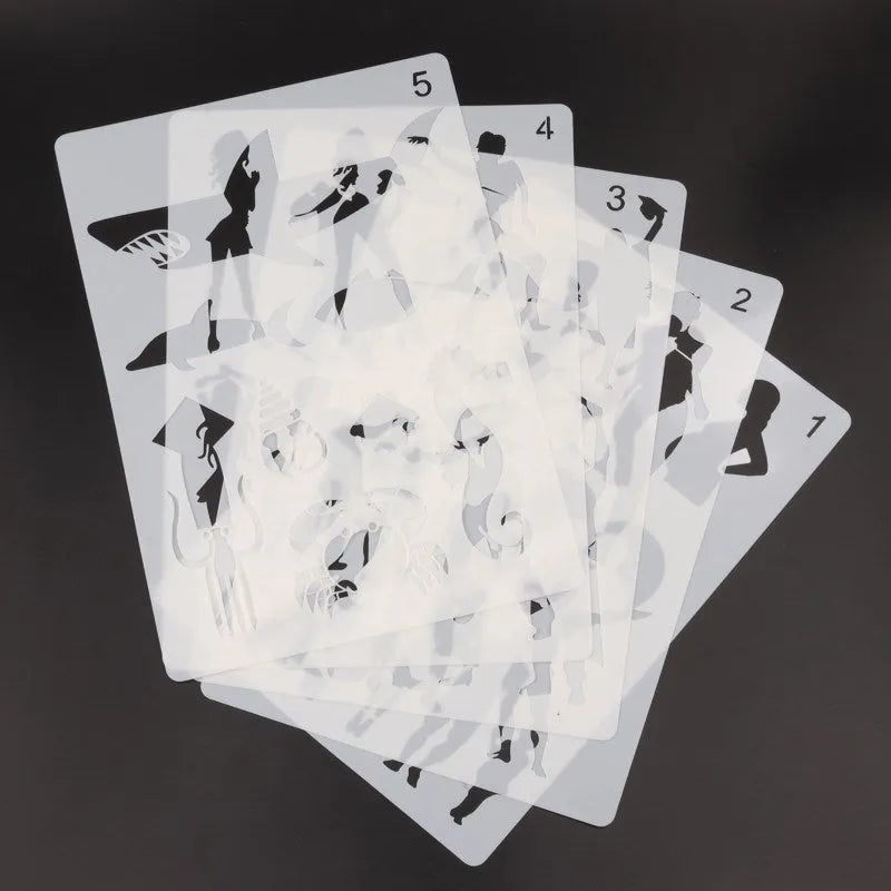 White plastic drawing stencil kit with reusable templates for art and craft designs