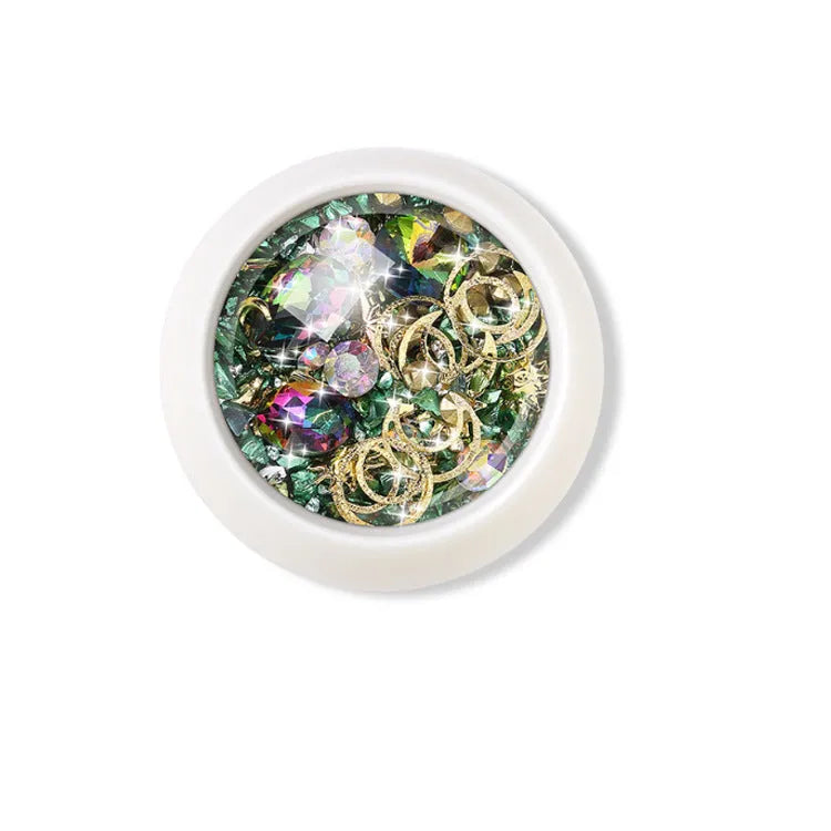 Set of metal nail art diamond and rivet sequins in six colours 89g