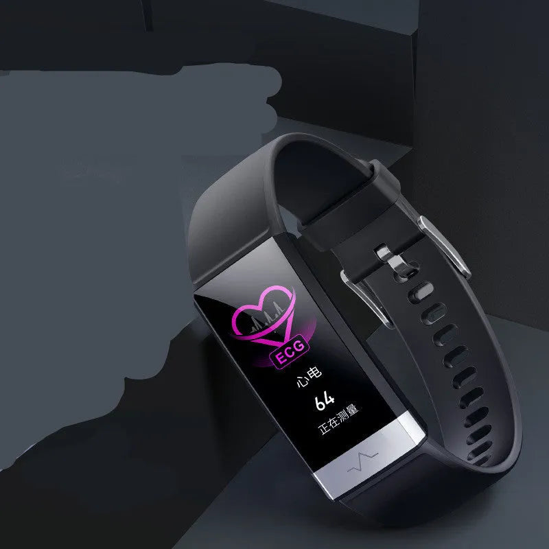 V19 smart health bracelet with colour display on a black TPU strap.
