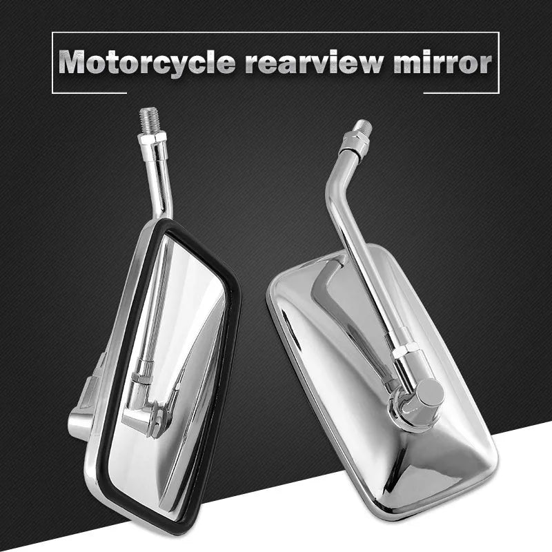Silver all-metal convex motorcycle rearview mirror with electroplated finish