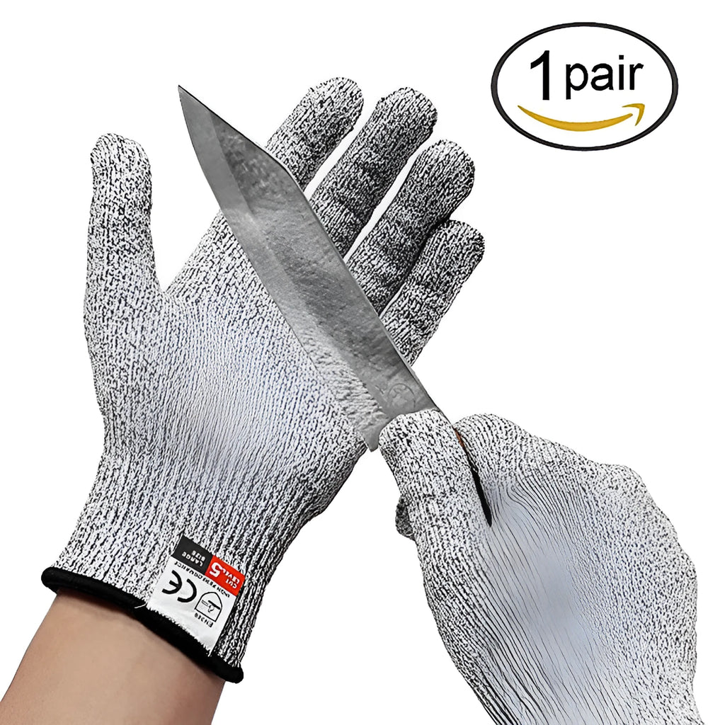 HPPE rubber-dipped cut and stab resistant work gloves in black edge colour