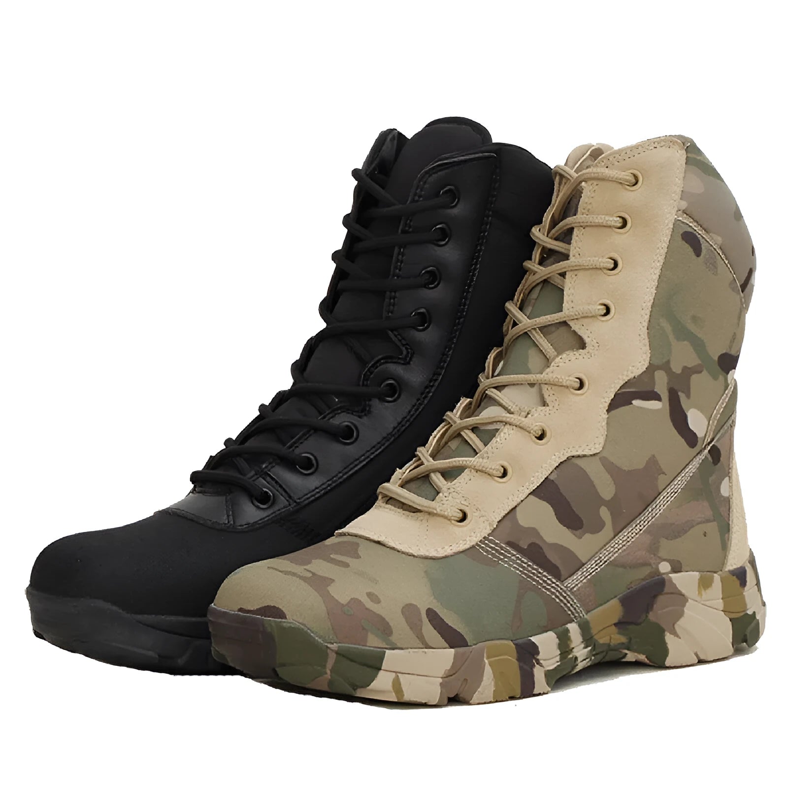 Waterproof nylon camouflage boots in green mango pattern for outdoor hiking