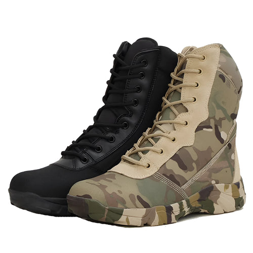 Waterproof nylon camouflage boots in green mango pattern for outdoor hiking