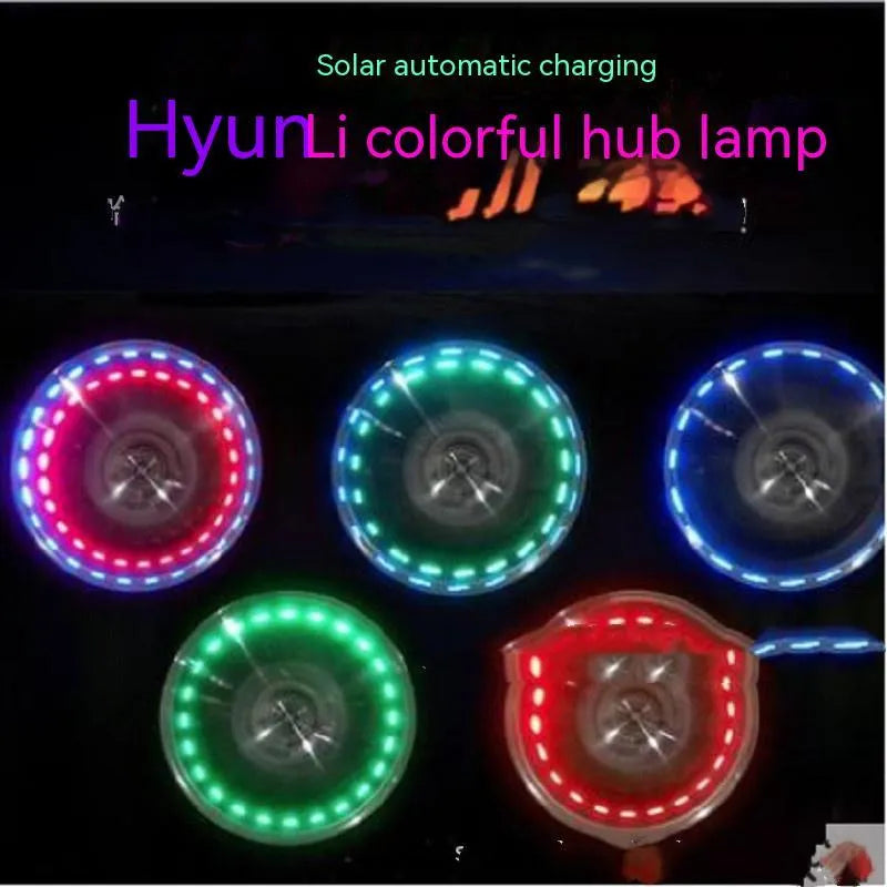 Solar LED car tyre valve motorcycle light with 4.5cm diameter and colour adjustable lighting modes