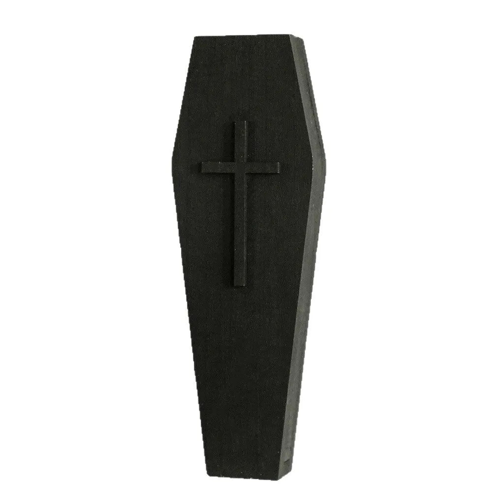 Wooden cross wall shelf with flat top for vase display in rustic brown finish