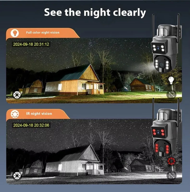 360 night vision solar security camera with 6MP HD full colour lens wall mounted outdoor